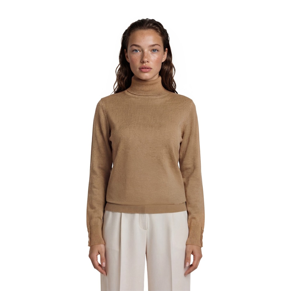 NWT Talbots‎ Gold Metallic Turtleneck Sweater Women's Size Medium Button Cuff